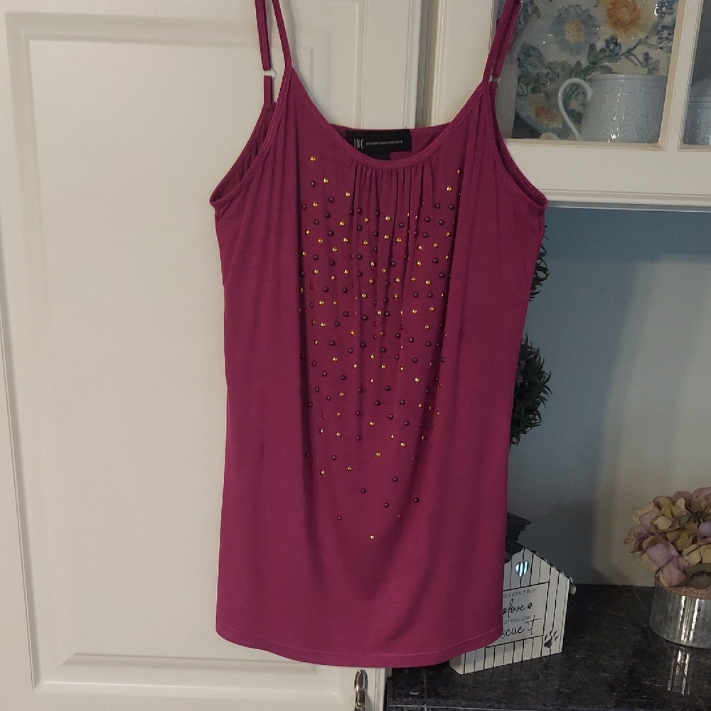 INC International Concepts Magenta Embellished Tank Top